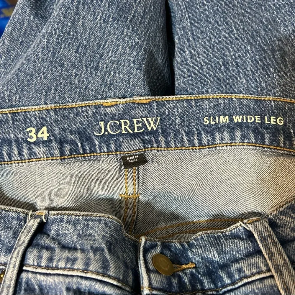 J. Crew Slim Wide Leg Jeans in Beach Way Wash Size 34